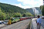 The LGSR train has just duparted Jim Thorpe Station and runs along Lehigh Ave where I took this picture from